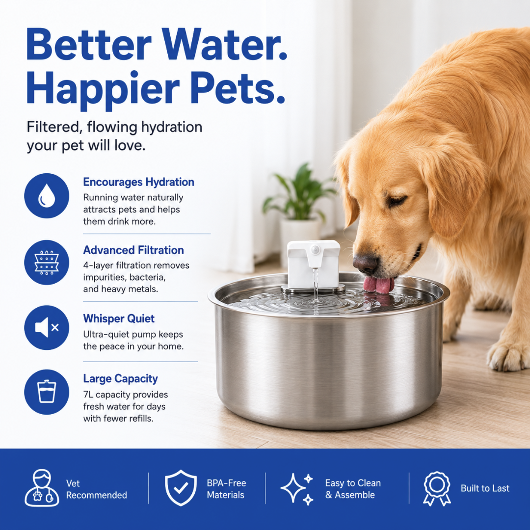 FurFlow™ Stainless Steel Water Fountain
